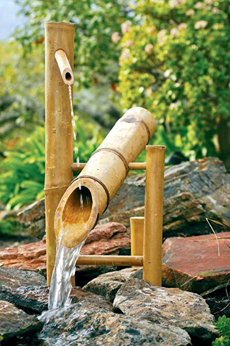 מזרקת נדנדה במבוק עץ מזרקות מים זורמים דרך האבן מזרקה לגינה לחצר לבית מזרקה יפנית פנג שוואי