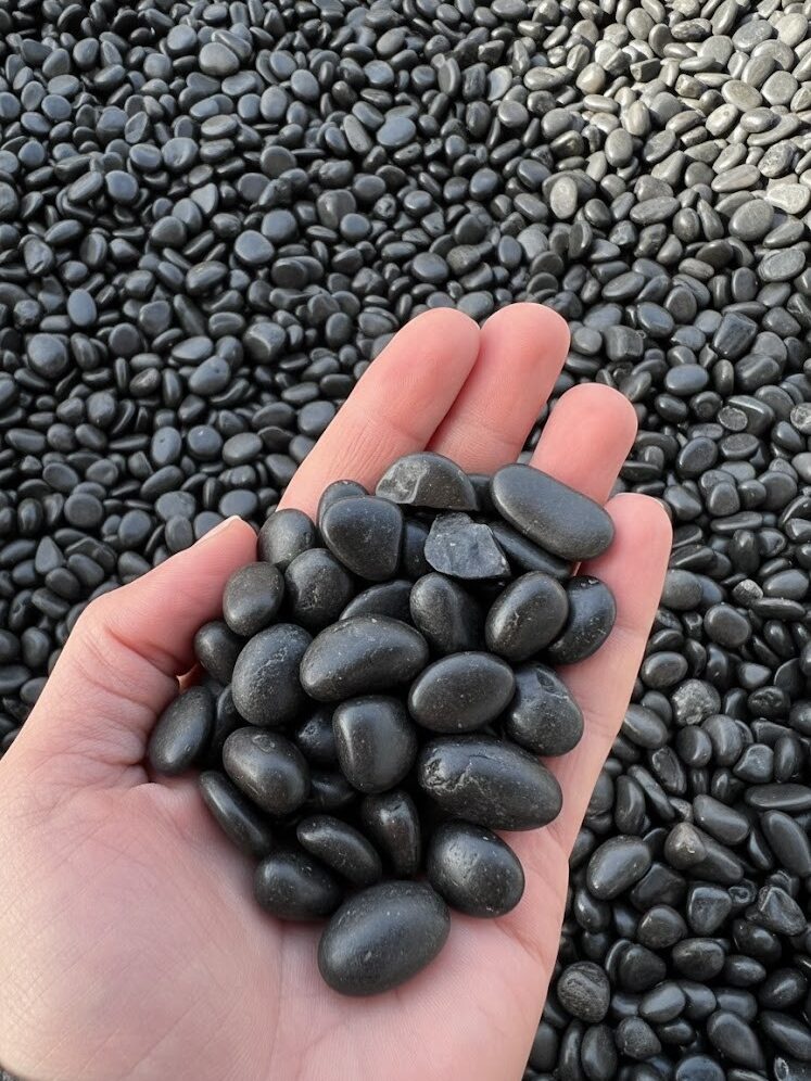 חלוקי נחל שחורים מבריקים חלוקי נחל שחורים מבריקים