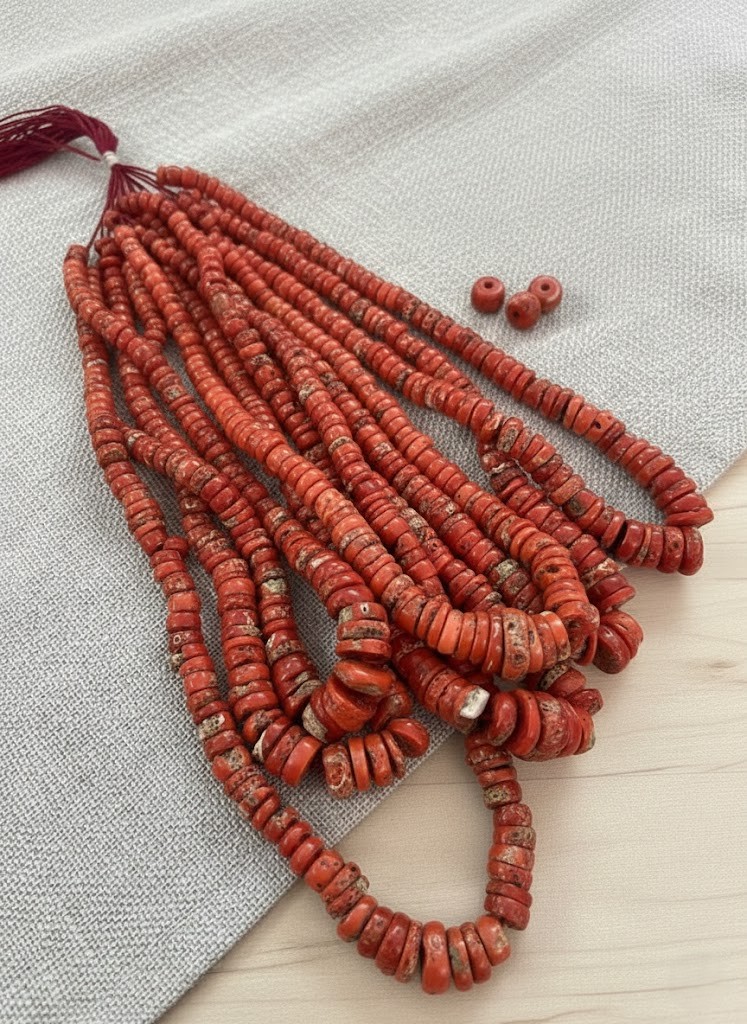 מחרוזות קורלים חרוזים קורל איטלקי דיסקית