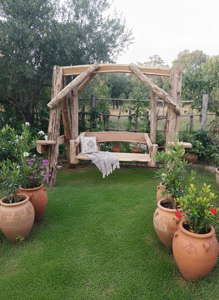 נדנדת עץ לחצר