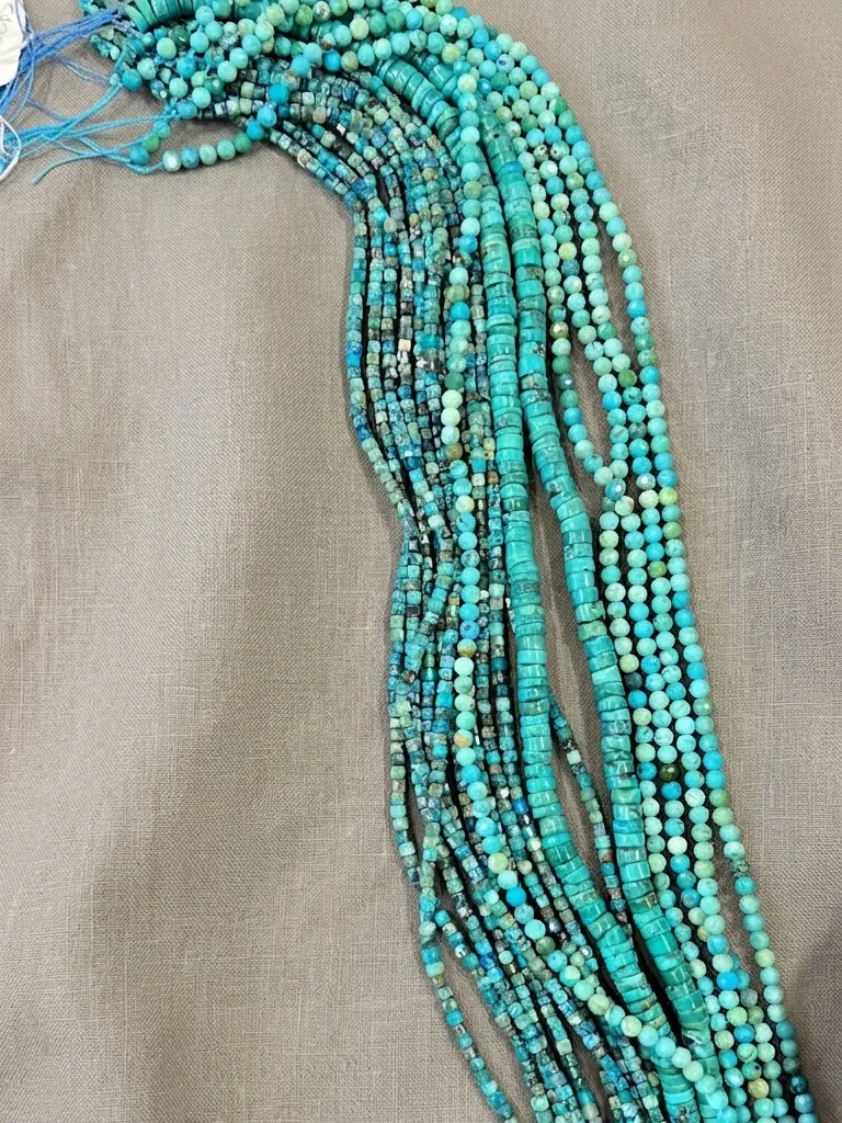 חרוזי טורקיז טבעיים natural turquoise beads