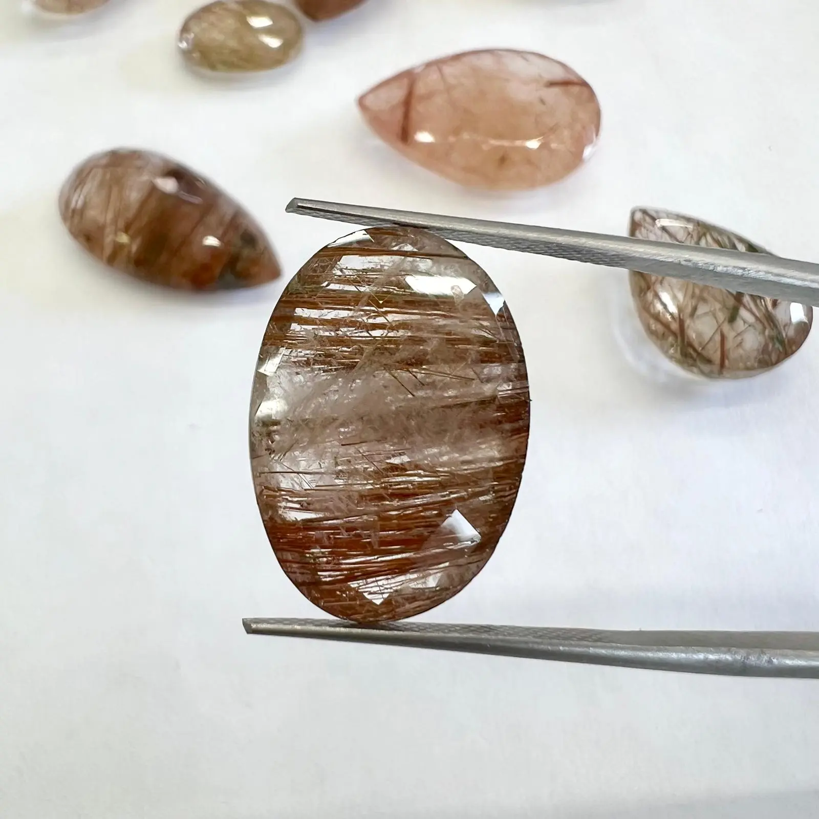 oval cut red rutilated quartz oval cut red rutilated quartz